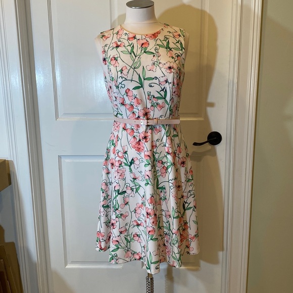 Tommy Hilfiger A-Line Belted Floral Dress - Picture 1 of 6
